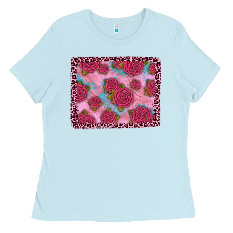 Pink Rose Leopard Background Ladies Tee by JahusDesignShop | Teevron
