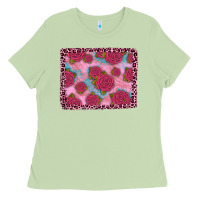 Matcha pink rose leopard background Ladies Tee - JahusDesignShop