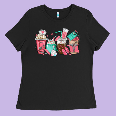 Nurse Coffee Cups Ladies Tee Designed By Texasbilliewilder