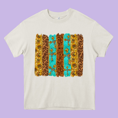 Western Brushstrokes Heavy Core Tee Designed By Texasbilliewilder