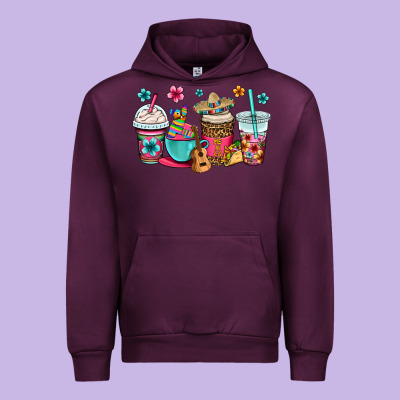 Mexico Fiesta Coffee Cups Urban Hoodie Designed By Oliviacreatesart