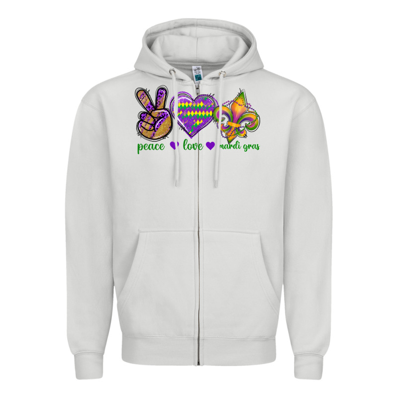 Peace Love Mardi Gras Zipper Hoodie by BundleAndBundleShop | Teevron