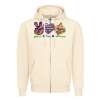 Sandshell Peace Love Mardi Gras Zipper Hoodie - BundleAndBundleShop