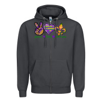Smoke Peace Love Mardi Gras Zipper Hoodie - BundleAndBundleShop