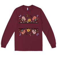 Burgundy wildflower your text here Long Sleeve Tee - MaliasSmallBusiness