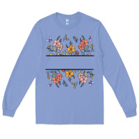 Colony Blue wildflower your text here Long Sleeve Tee - MaliasSmallBusiness