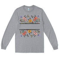 Heather Grey wildflower your text here Long Sleeve Tee - MaliasSmallBusiness
