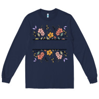 Navy wildflower your text here Long Sleeve Tee - MaliasSmallBusiness