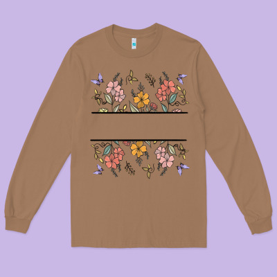 Wildflower Your Text Here Long Sleeve Tee Designed By Maliassmallbusiness
