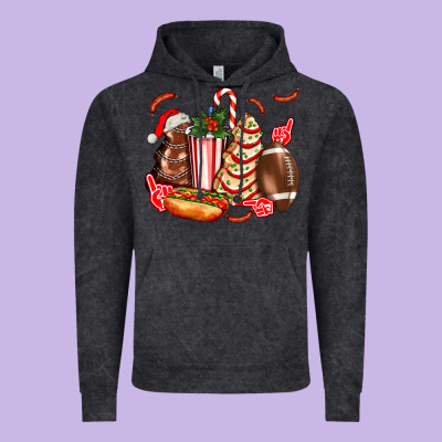 Christmas Tree Cake American Football  Ball And Hot Dogs Ado Vintage Hoodie Designed By Adodesignshop