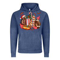 Vintage Denim Christmas tree cake American football  ball and hot dogs ado Vintage Hoodie - AdoDesignShop