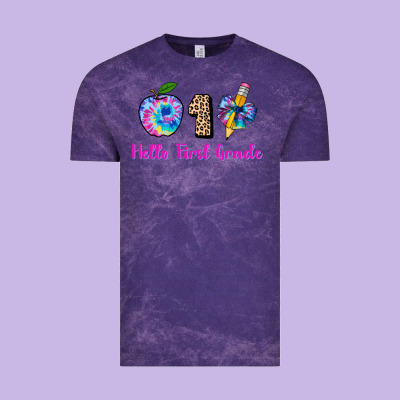 Hello First Grade Tie Dye 3200x2400 Vintage Tee Designed By Adodesignshop