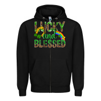 Black Lucky And Blessed St Patricks Zipper Hoodie - BundleAndBundleShop