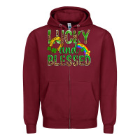 Burgundy Lucky And Blessed St Patricks Zipper Hoodie - BundleAndBundleShop