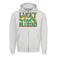 Dove Grey Lucky And Blessed St Patricks Zipper Hoodie - BundleAndBundleShop