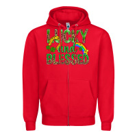 Red Lucky And Blessed St Patricks Zipper Hoodie - BundleAndBundleShop