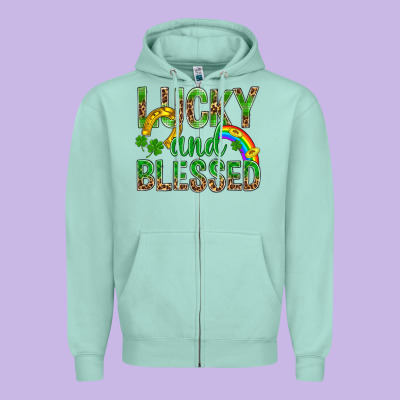 Lucky And Blessed St Patricks Zipper Hoodie Designed By Bundleandbundleshop