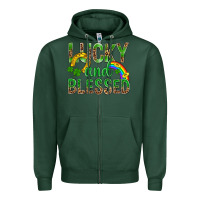 Sports Green Lucky And Blessed St Patricks Zipper Hoodie - BundleAndBundleShop