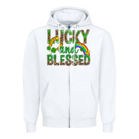 White Lucky And Blessed St Patricks Zipper Hoodie - BundleAndBundleShop