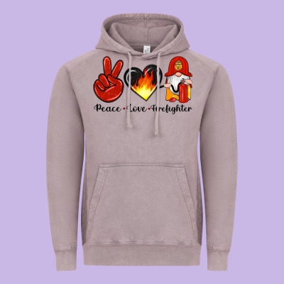Peace Love Firefighter Vintage Hoodie Designed By Artiststas