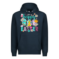 Navy Happy Easter eggs Nurse Premium Hoodie - NancyCooperArtShop