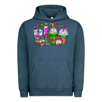Pigment Midnight Navy mardi gras gnomes coffee cups Urban Hoodie - OliviaCreatesArt