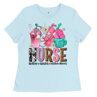 Baby Blue nurse coffee scrubs rubber gloves Ladies Tee - texasbilliewilder