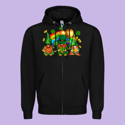St. Patricks  Gnomies With Rainbow Zipper Hoodie Designed By Bundleandbundleshop