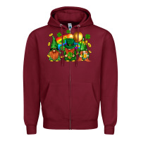 Burgundy st. patricks  gnomies with rainbow Zipper Hoodie - BundleAndBundleShop