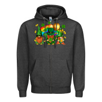 Charcoal Heather st. patricks  gnomies with rainbow Zipper Hoodie - BundleAndBundleShop