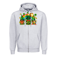 Heather Grey st. patricks  gnomies with rainbow Zipper Hoodie - BundleAndBundleShop