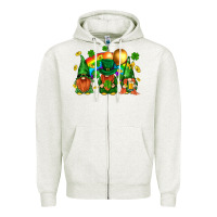 Oatmeal Heather st. patricks  gnomies with rainbow Zipper Hoodie - BundleAndBundleShop