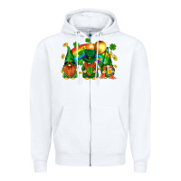 White st. patricks  gnomies with rainbow Zipper Hoodie - BundleAndBundleShop