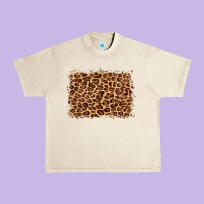 Leopard Background Urban Heavy Tee Designed By Barkaloodesign