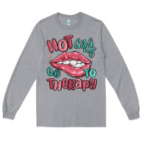 Heather Grey hot girls go to therapy Long Sleeve Tee - MaliasSmallBusiness