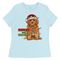 Baby Blue merry and bright toy poodle Ladies Tee - RanaPortraitStore