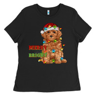 Black merry and bright toy poodle Ladies Tee - RanaPortraitStore