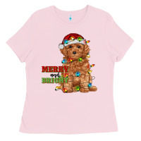 Bubblegum Pink merry and bright toy poodle Ladies Tee - RanaPortraitStore