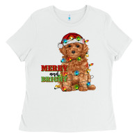 White merry and bright toy poodle Ladies Tee - RanaPortraitStore
