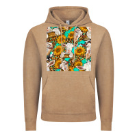 Vintage Coffee sunflowers and goat western seamless pattern Vintage Hoodie - BundleAndBundleShop