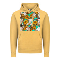 Vintage Mustard sunflowers and goat western seamless pattern Vintage Hoodie - BundleAndBundleShop