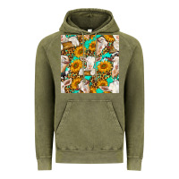 Vintage Olive sunflowers and goat western seamless pattern Vintage Hoodie - BundleAndBundleShop