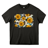 Asphalt cowhide sunflower pattern Heavy Core Tee - Zillion Design Studio