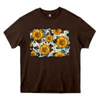 Chocolate Brown cowhide sunflower pattern Heavy Core Tee - Zillion Design Studio