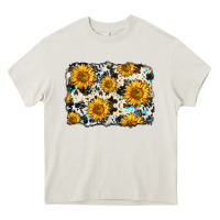 Cream cowhide sunflower pattern Heavy Core Tee - Zillion Design Studio