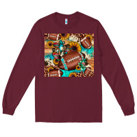 Burgundy football cactus sunflower Long Sleeve Tee - JahusDesignShop