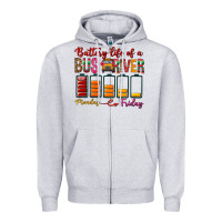 Heather Grey Battery Life Of A Bus Driver Zipper Hoodie - BundleAndBundleShop