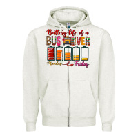 Oatmeal Heather Battery Life Of A Bus Driver Zipper Hoodie - BundleAndBundleShop