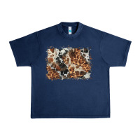 Navy cowhide leopard background Urban Heavy Tee - BarkalooDesign