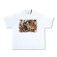 White cowhide leopard background Urban Heavy Tee - BarkalooDesign